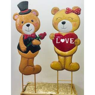 Asst. Teddy Bears w/Rose and Heart on Two Poles 