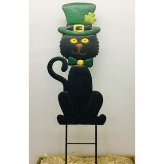 Black St. Patty’s Day Cat on Two Poles 