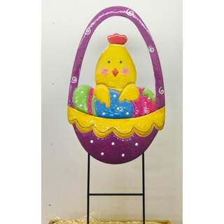 Chick in Easter Basket on Two Poles 