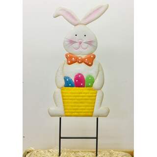 Easter Bunny w/eggs in basket on Two Poles 