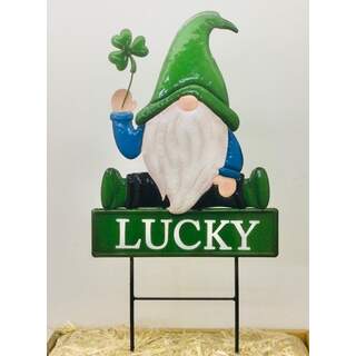 Gnome w/Lucky sign on Two Poles 