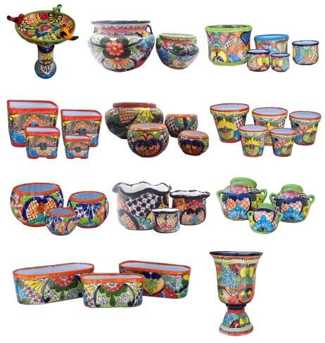 Mexican Talavera - urns, birdbaths, round, square and more! 